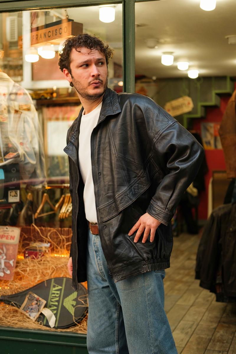 American Long Type Bomber Model Unisex Deri Ceket