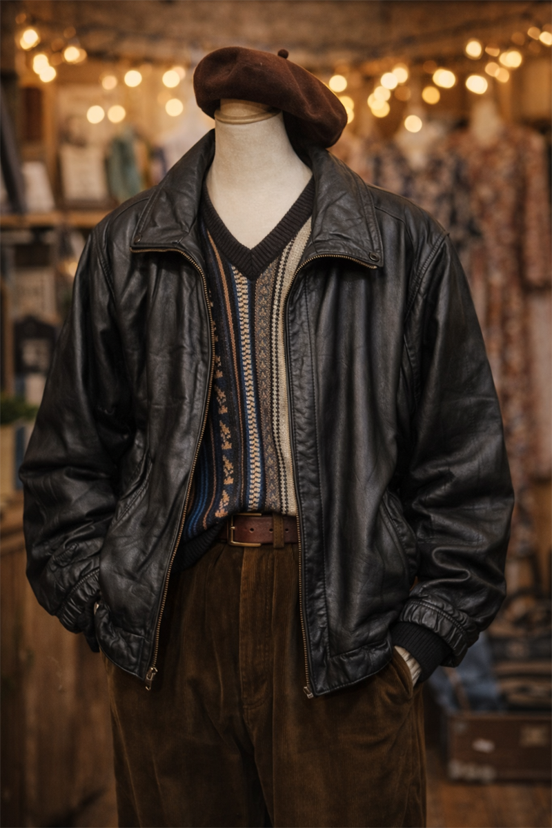 American Oversize Bomber Deri Ceket