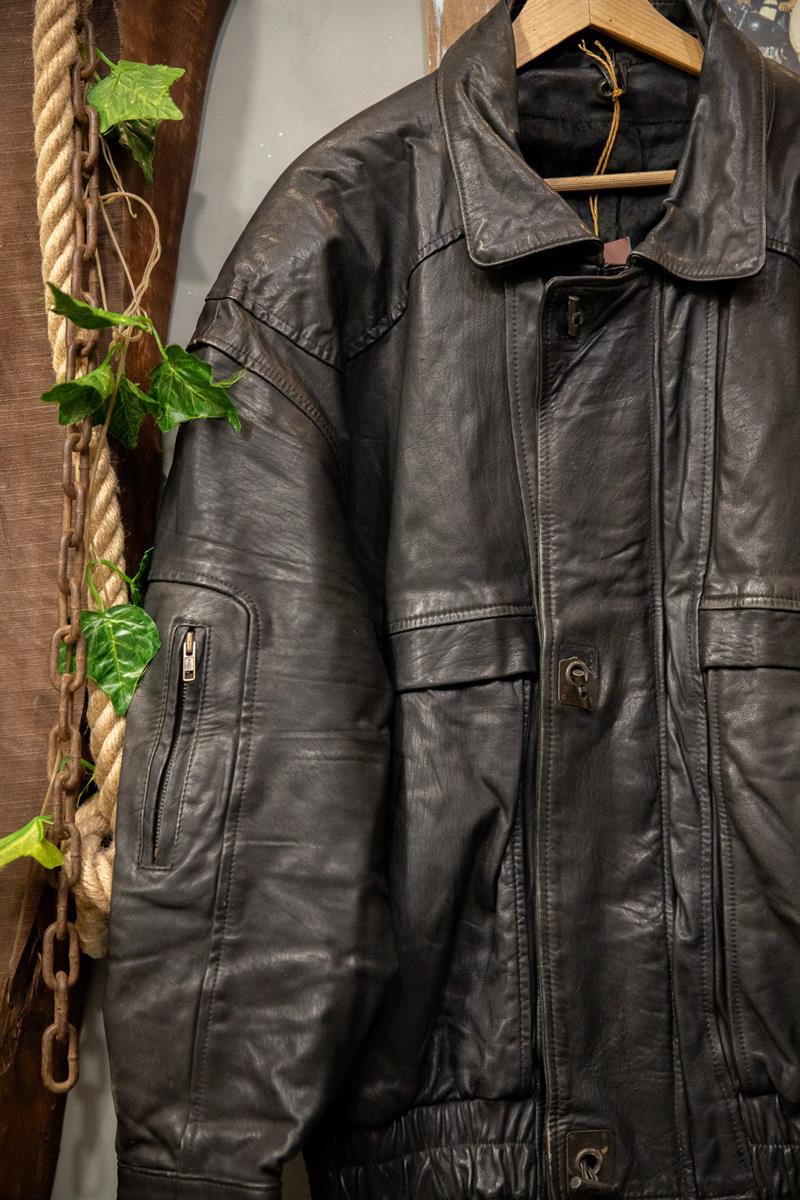 American Oversize Bomber Deri Ceket