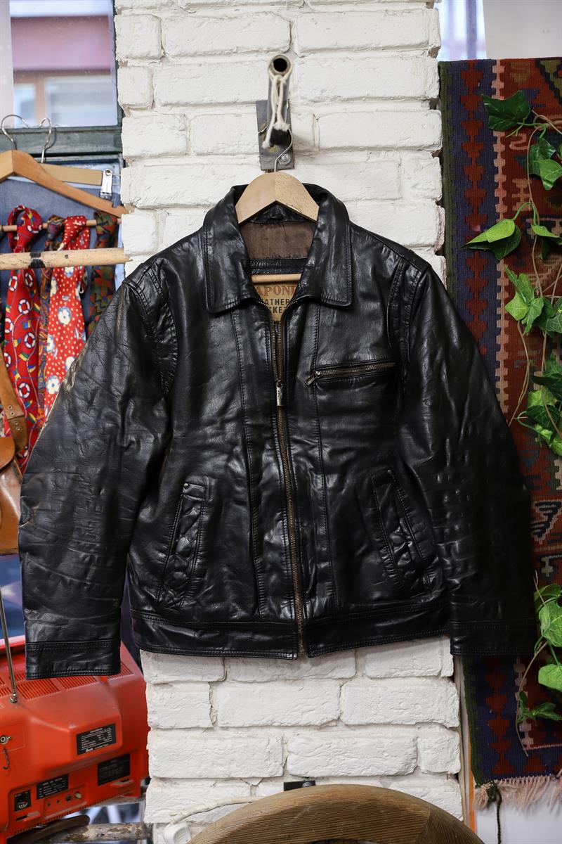 Americana Eskitme Biker Deri Ceket