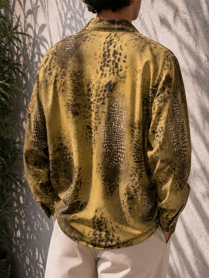Animal Print Klasik Yaka Gömlek