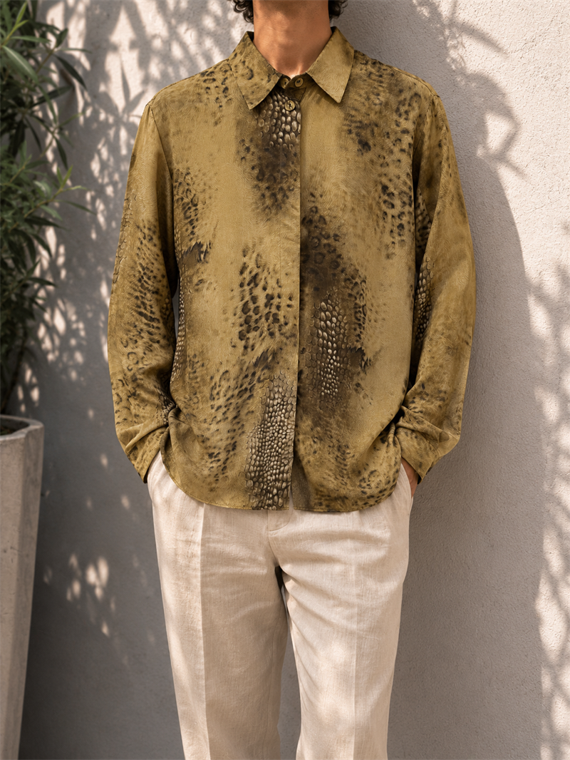 Animal Print Klasik Yaka Gömlek
