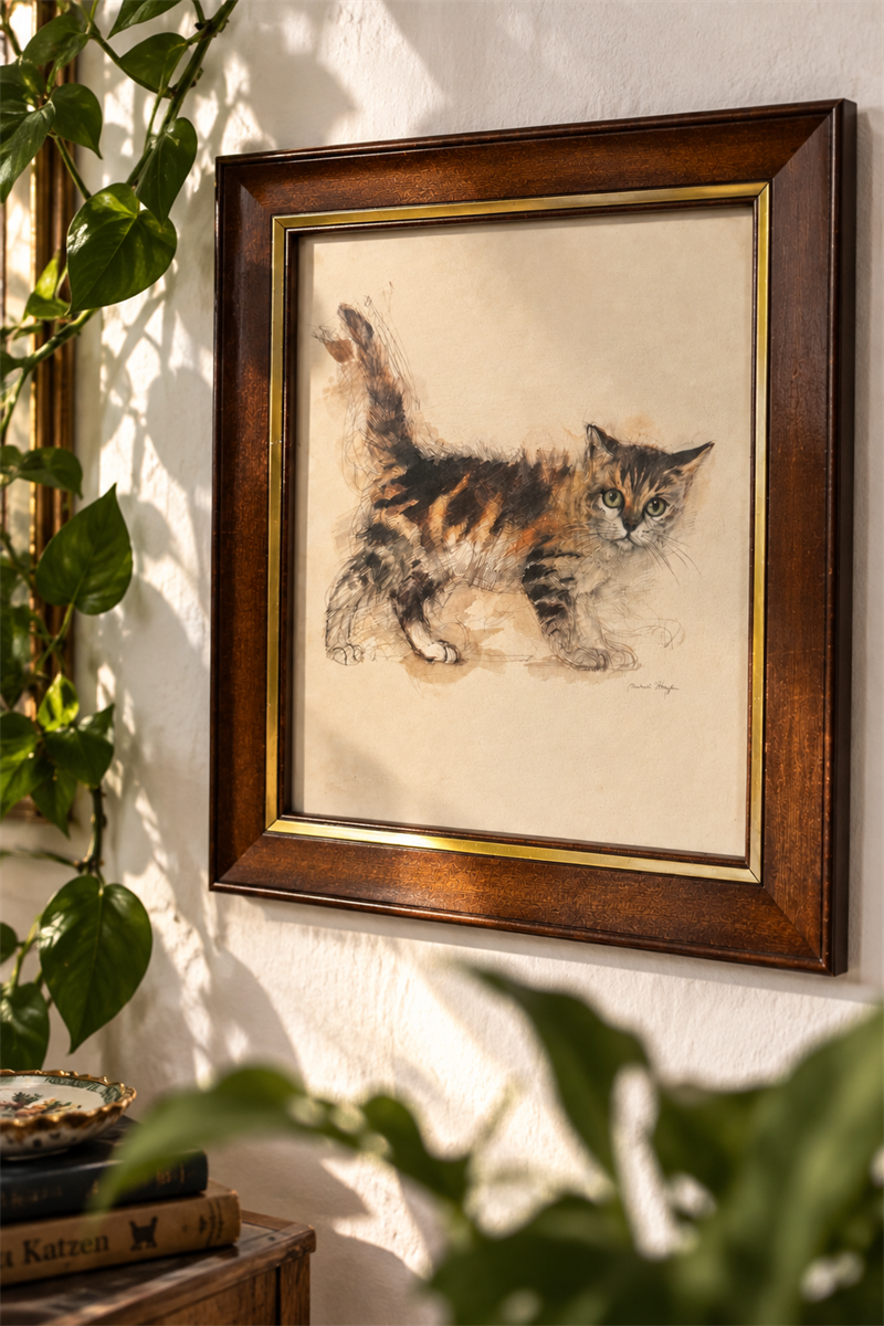 Antika Kedi Eskizi Tablosu