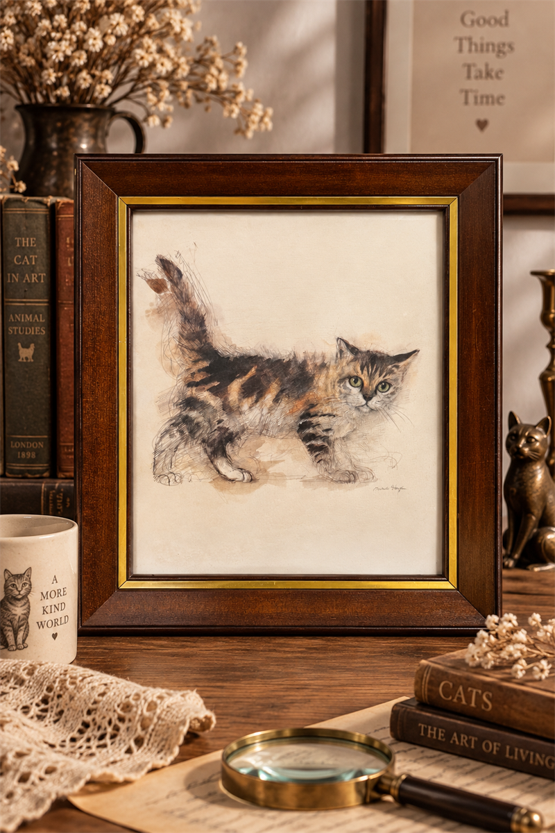 Antika Kedi Eskizi Tablosu
