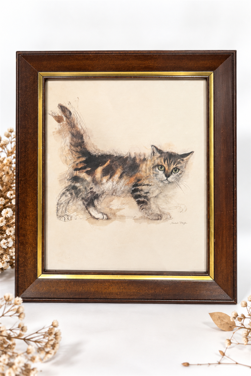 Antika Kedi Eskizi Tablosu