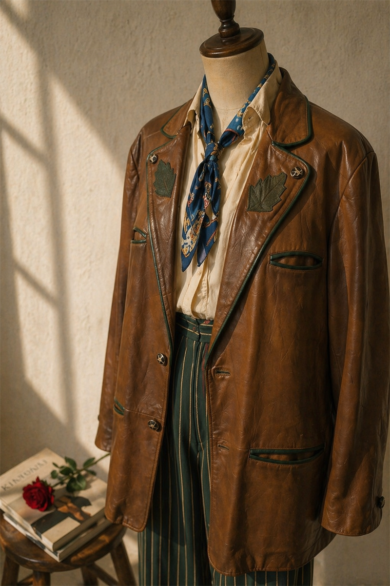 Austrian Bavyera Brown Deri Ceket