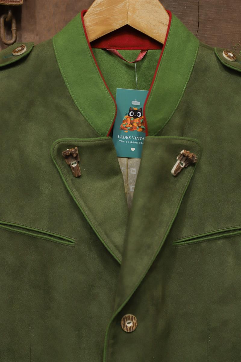 Austrian Bavyera Green Suede Blazer Ceket
