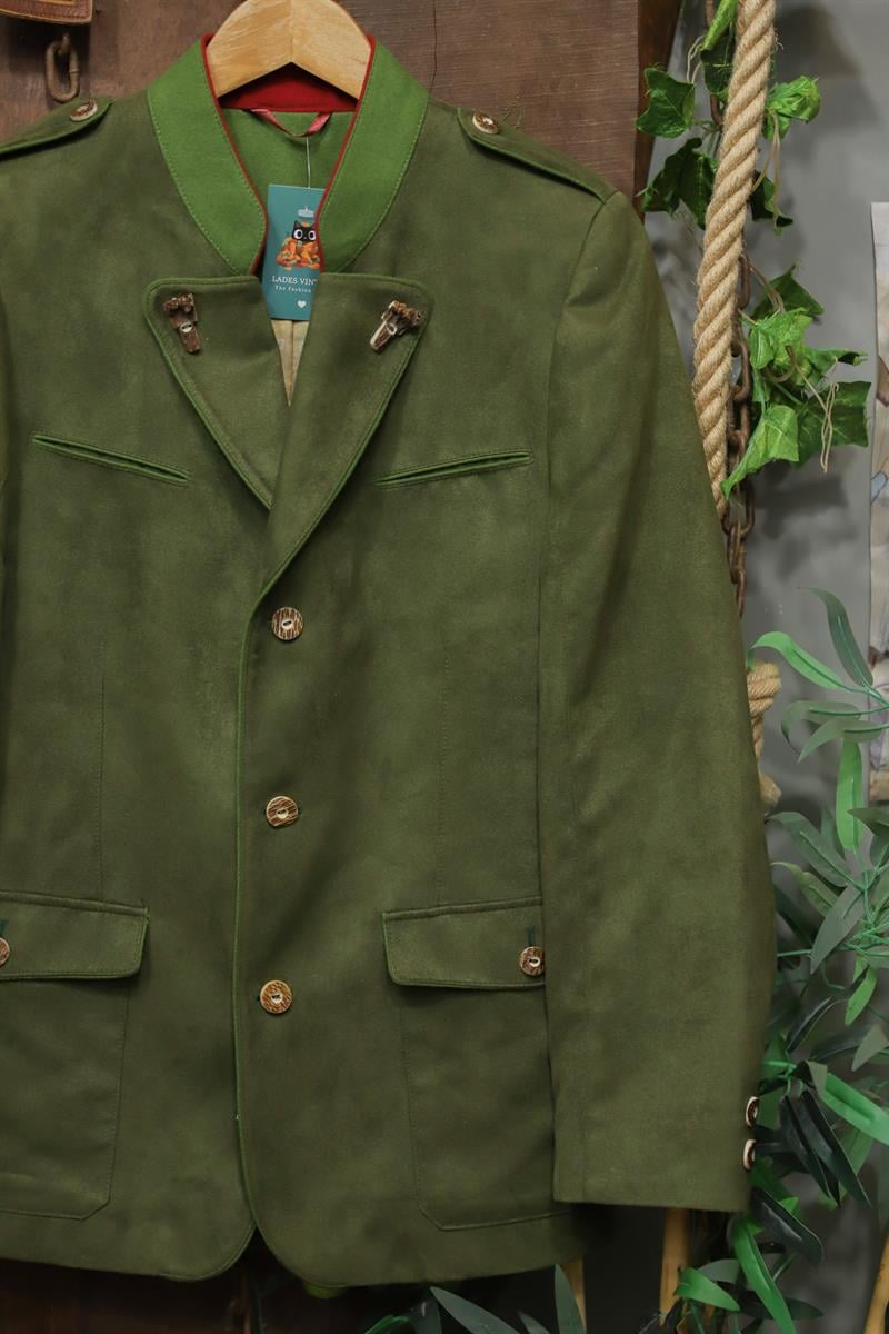 Austrian Bavyera Green Suede Blazer Ceket
