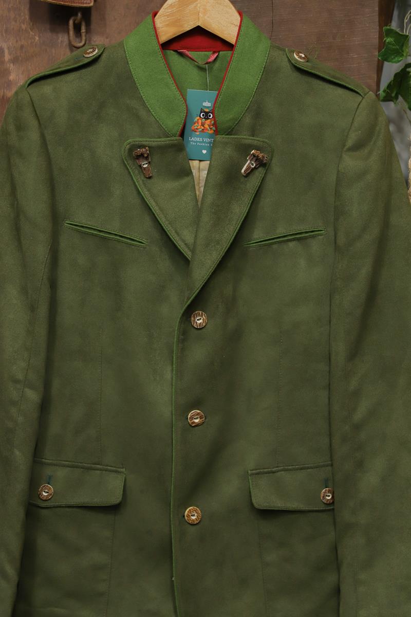 Austrian Bavyera Green Suede Blazer Ceket