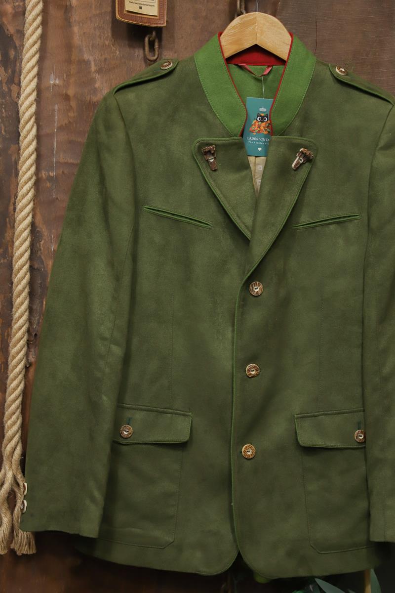 Austrian Bavyera Green Suede Blazer Ceket