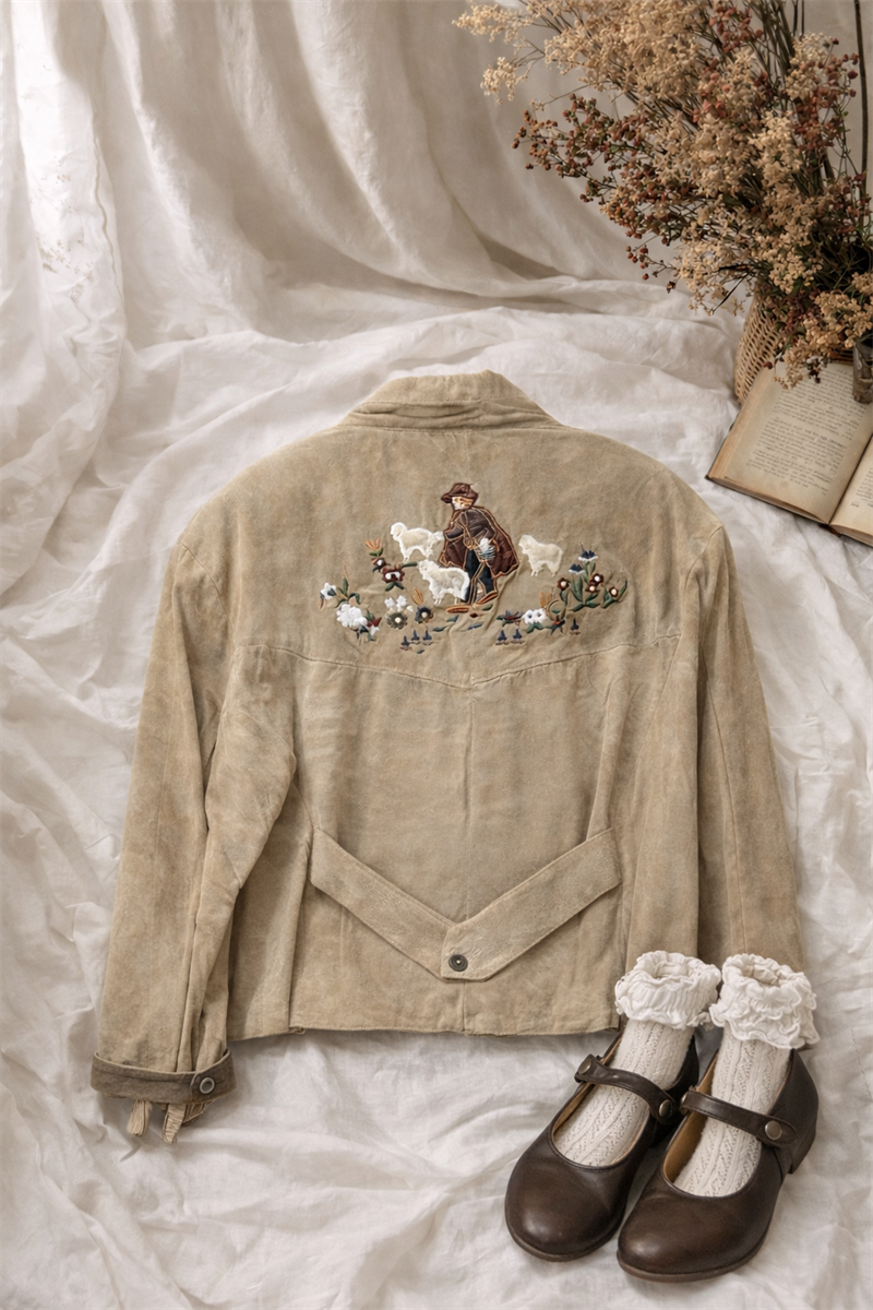 Austrian Bavyera Nakışlı Deri Ceket