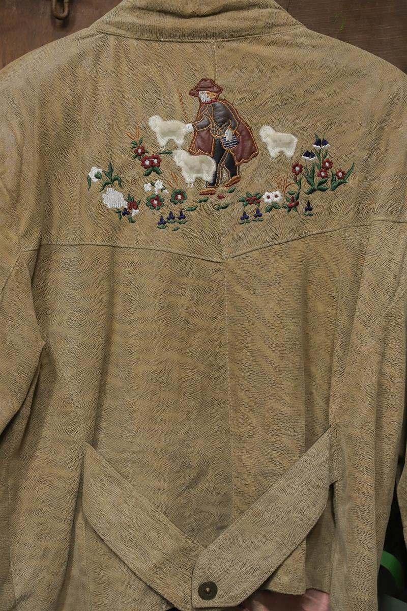 Austrian Bavyera Nakışlı Deri Ceket