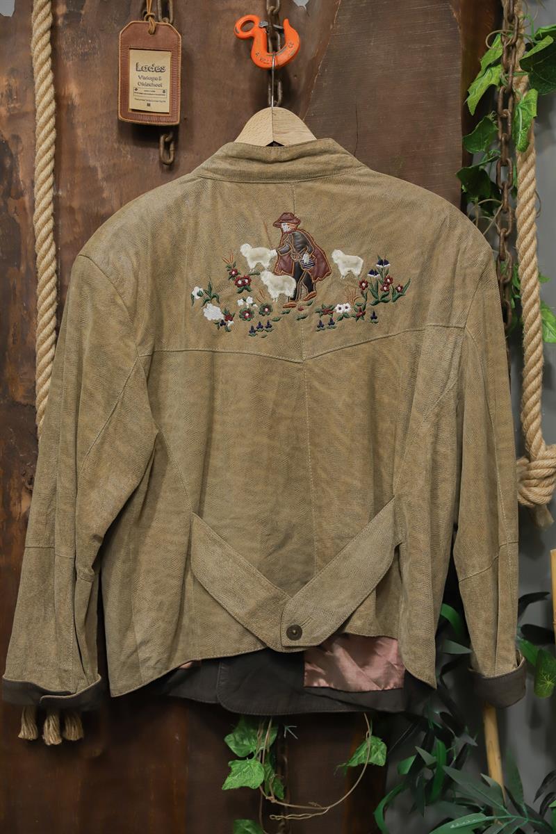 Austrian Bavyera Nakışlı Deri Ceket