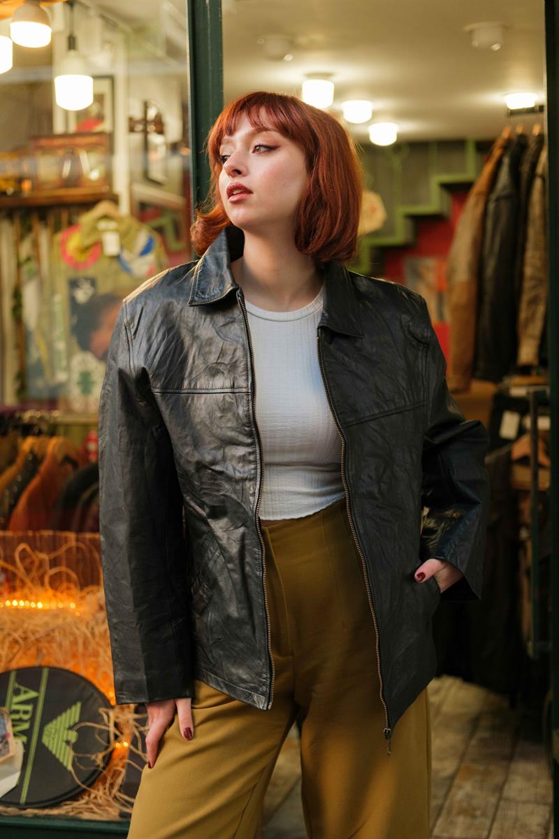 AUTENTIPELE Biker Model Unisex Deri Ceket
