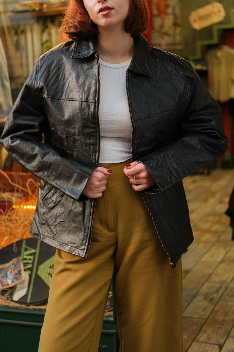 AUTENTIPELE Biker Model Unisex Deri Ceket