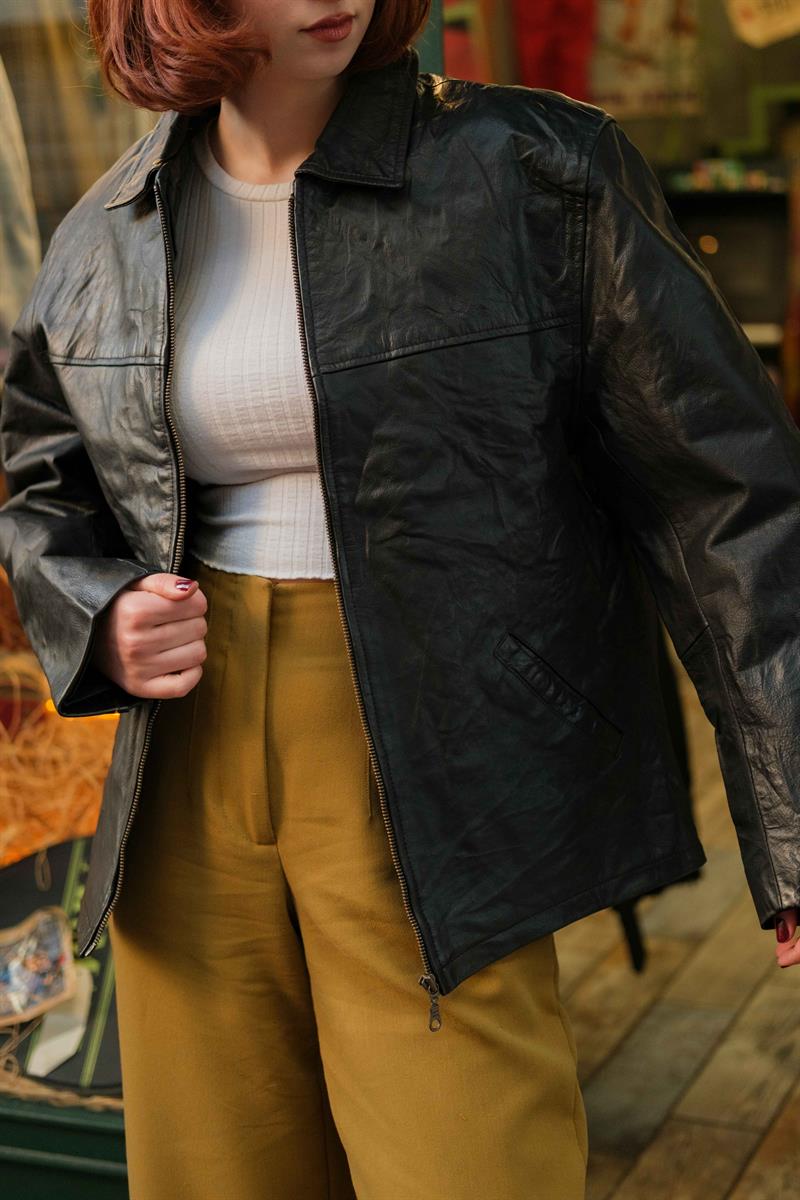 AUTENTIPELE Biker Model Unisex Deri Ceket