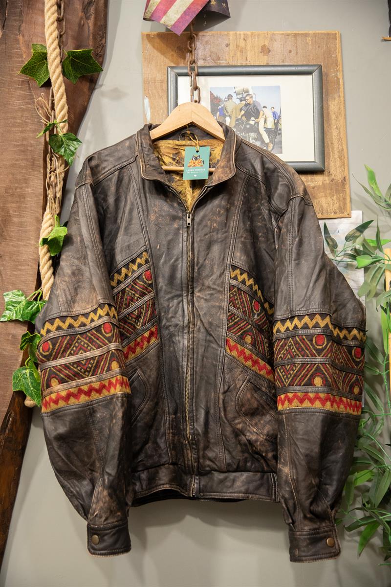 Aztec 80s Ethnic Deri Ceket