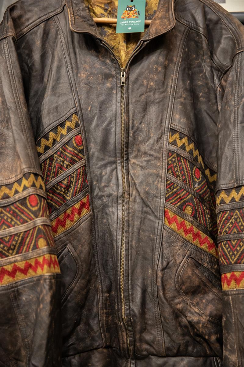 Aztec 80s Ethnic Deri Ceket