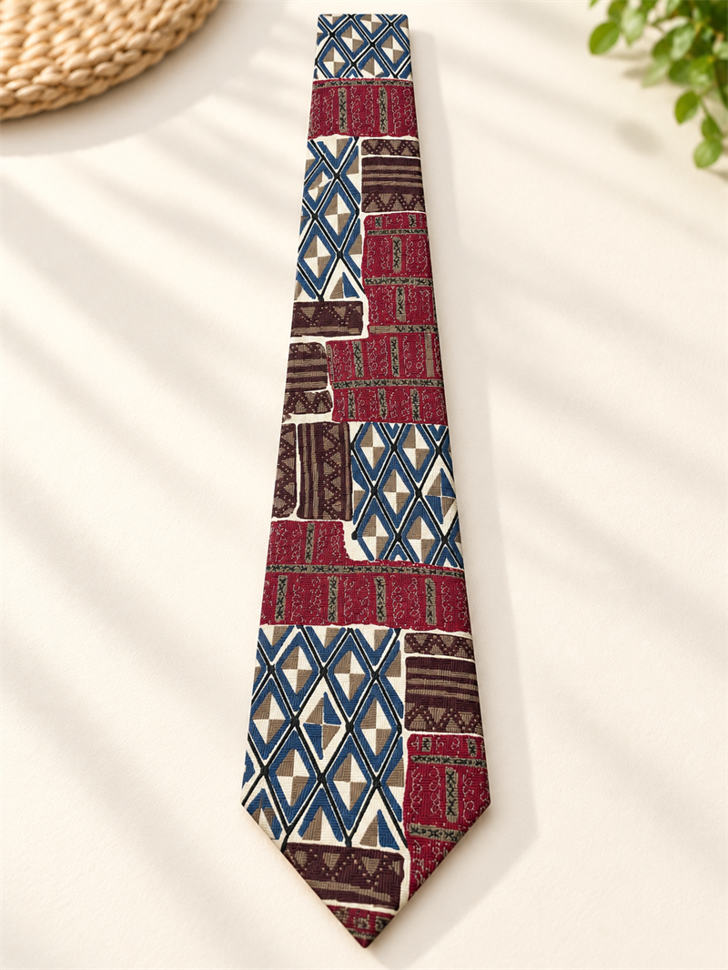 Aztek Desenli 90s Kravat