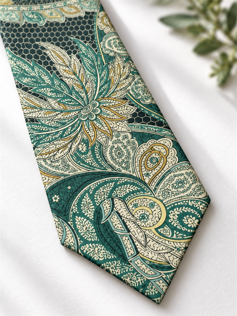 Barok/Paisley Desenli İpek Kravat