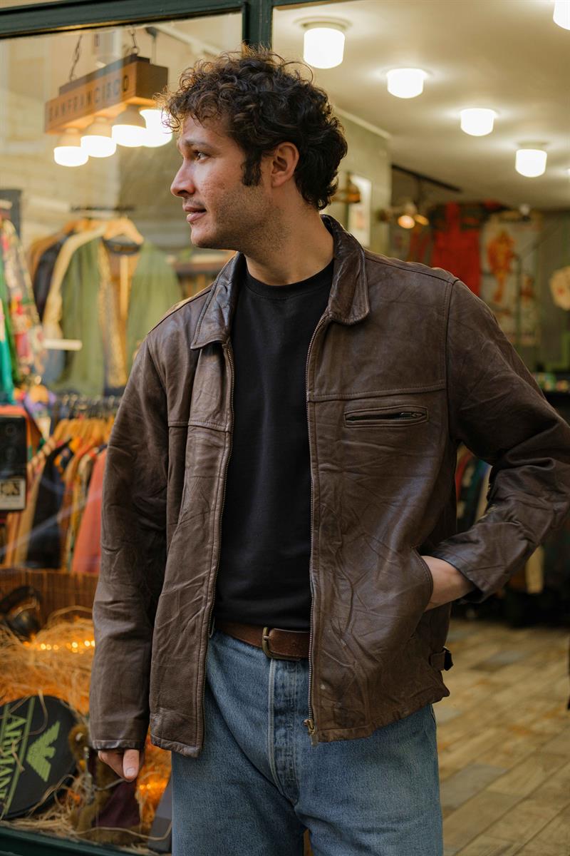 Biker Brown Vintage Unisex Deri Ceket