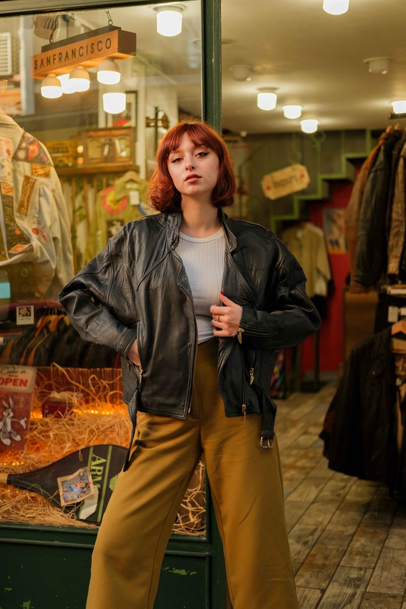 Biker Kemerli Model Kadın Deri Ceket
