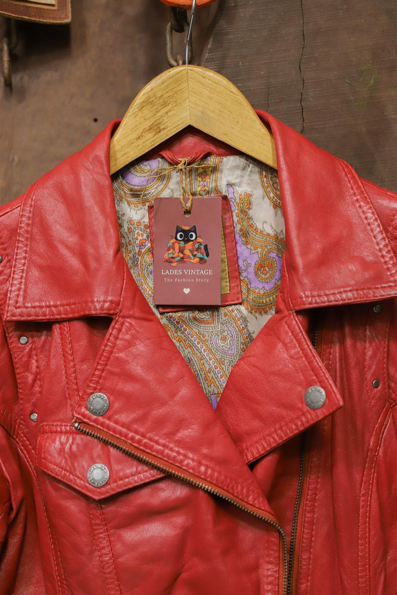 Biker Wine Red 90s Deri Ceket