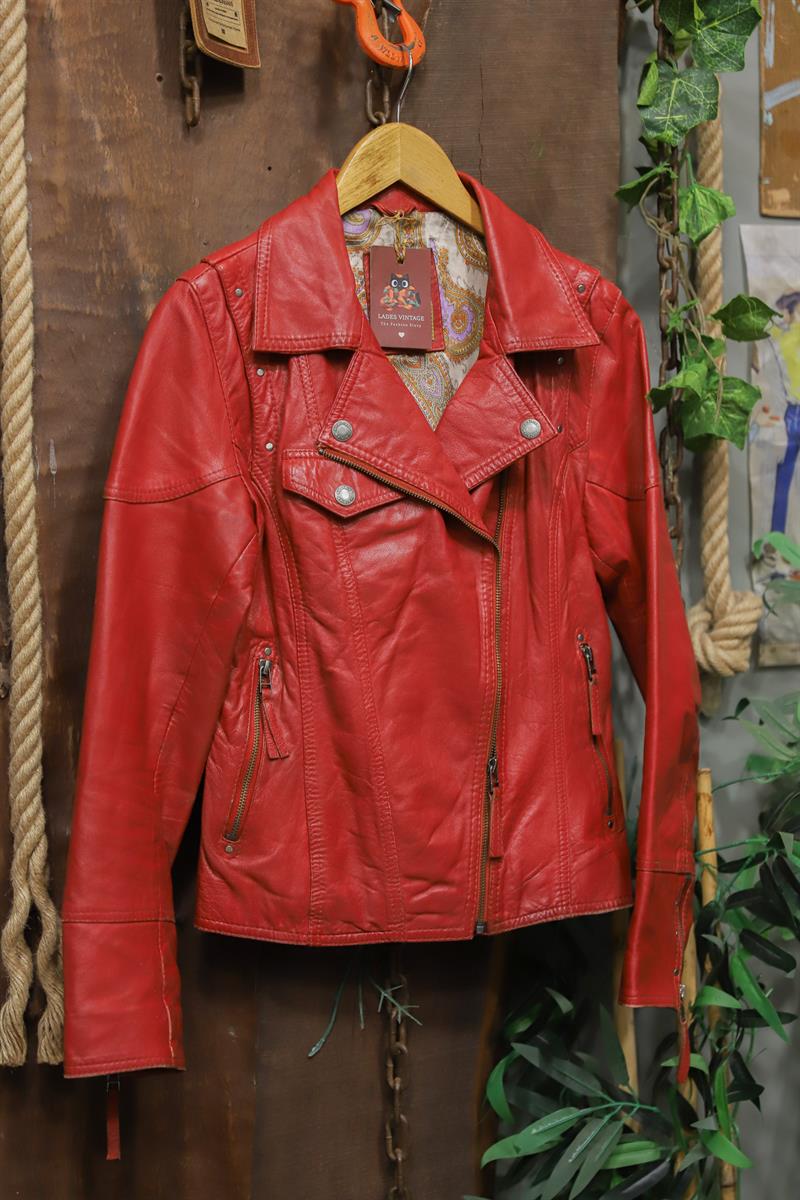 Biker Wine Red 90s Deri Ceket
