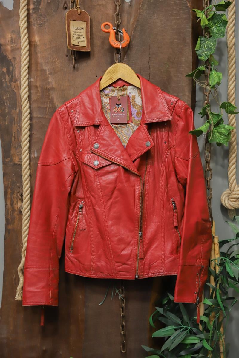 Biker Wine Red 90s Deri Ceket