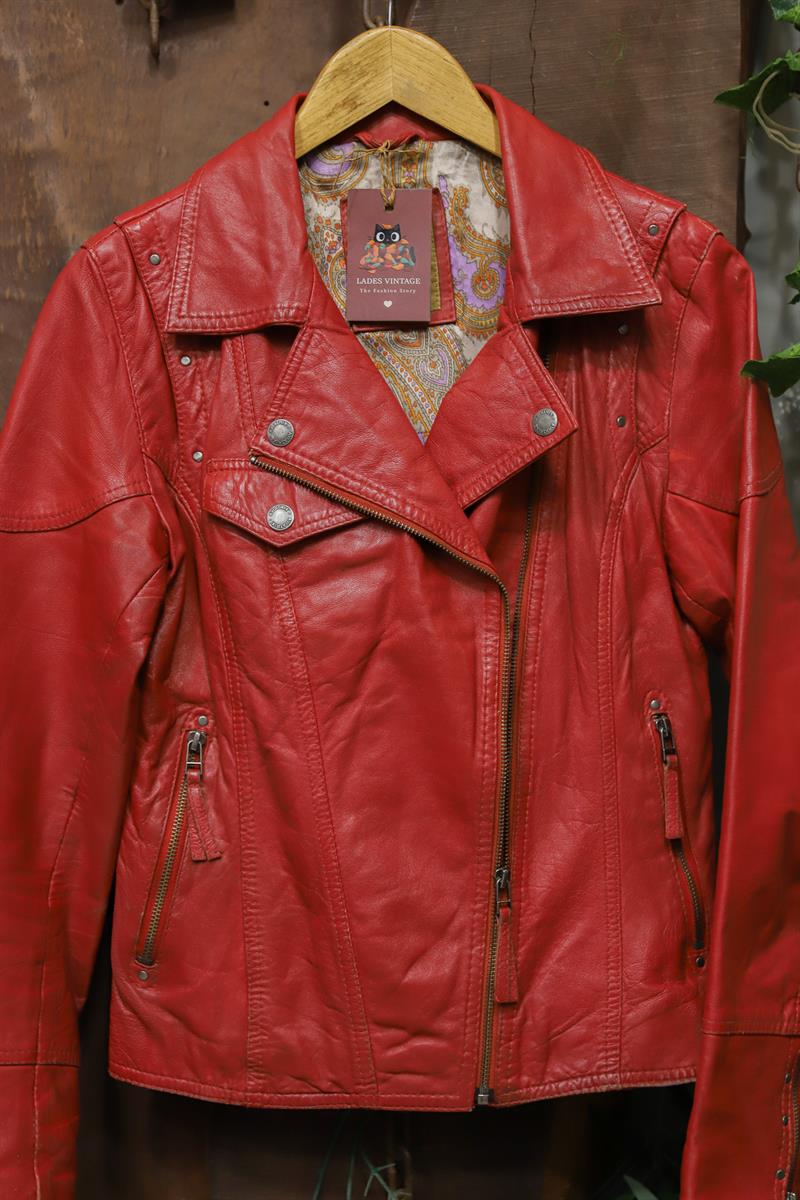 Biker Wine Red 90s Deri Ceket