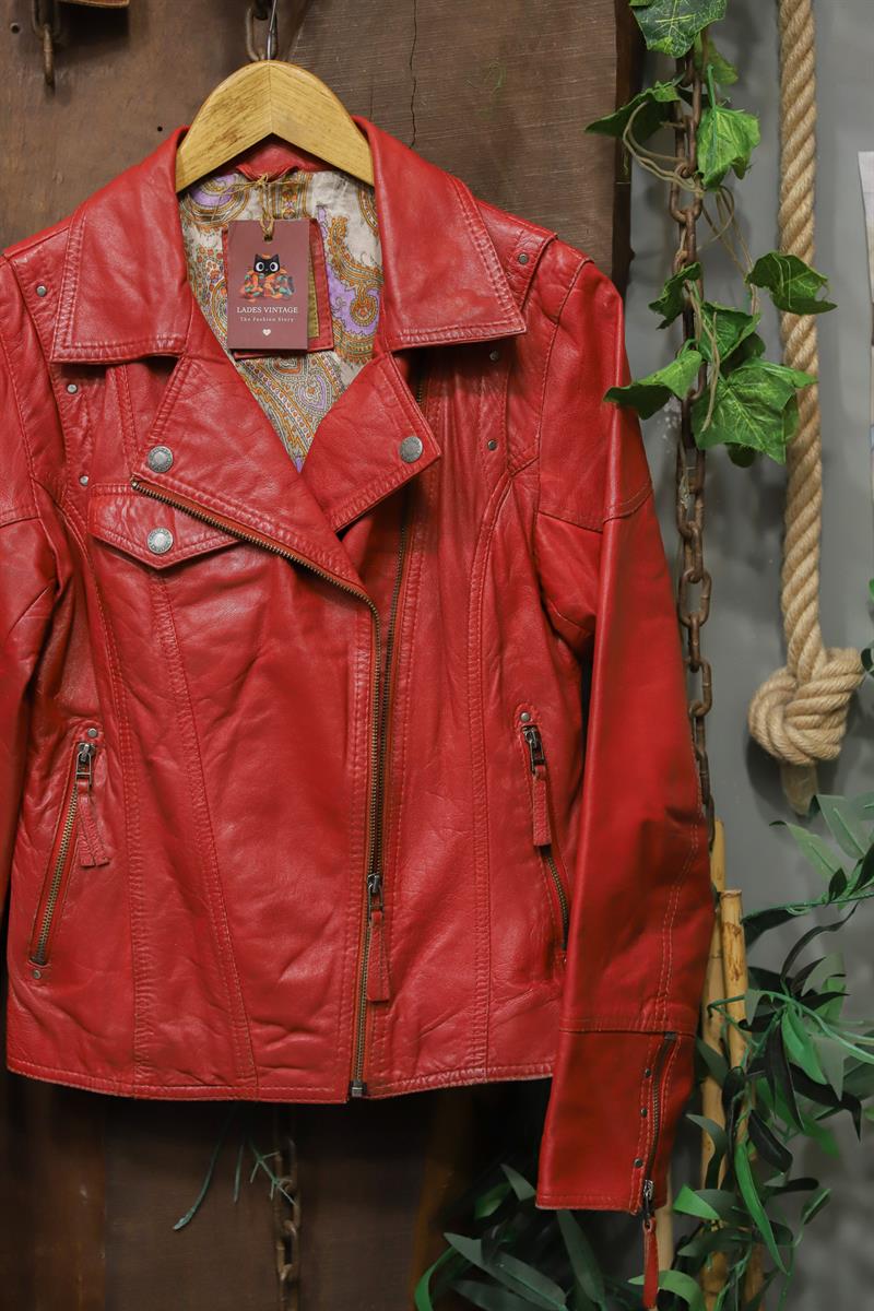 Biker Wine Red 90s Deri Ceket