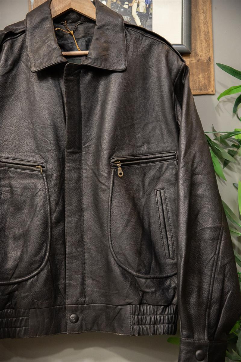 Black American Bomber Deri Ceket