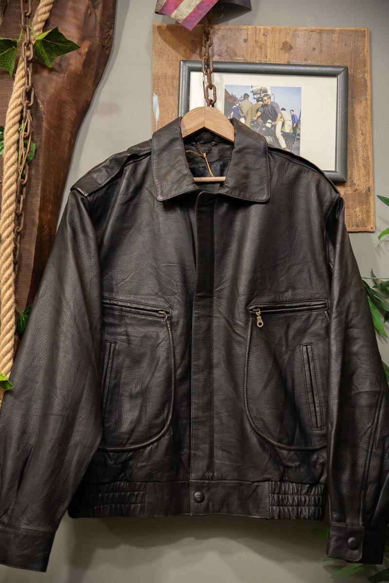 Black American Bomber Deri Ceket