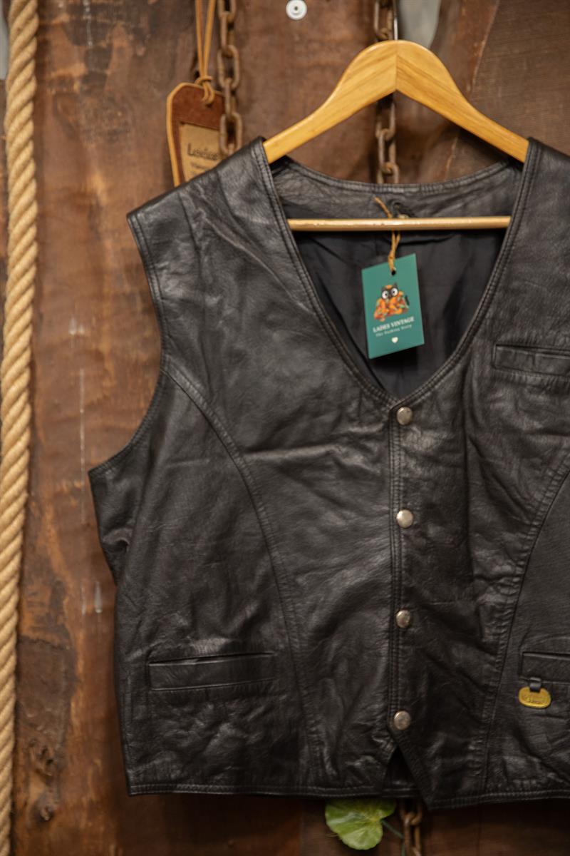 Black Biker Vest Deri Yelek