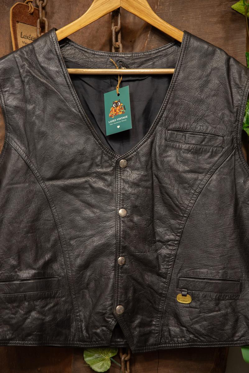 Black Biker Vest Deri Yelek