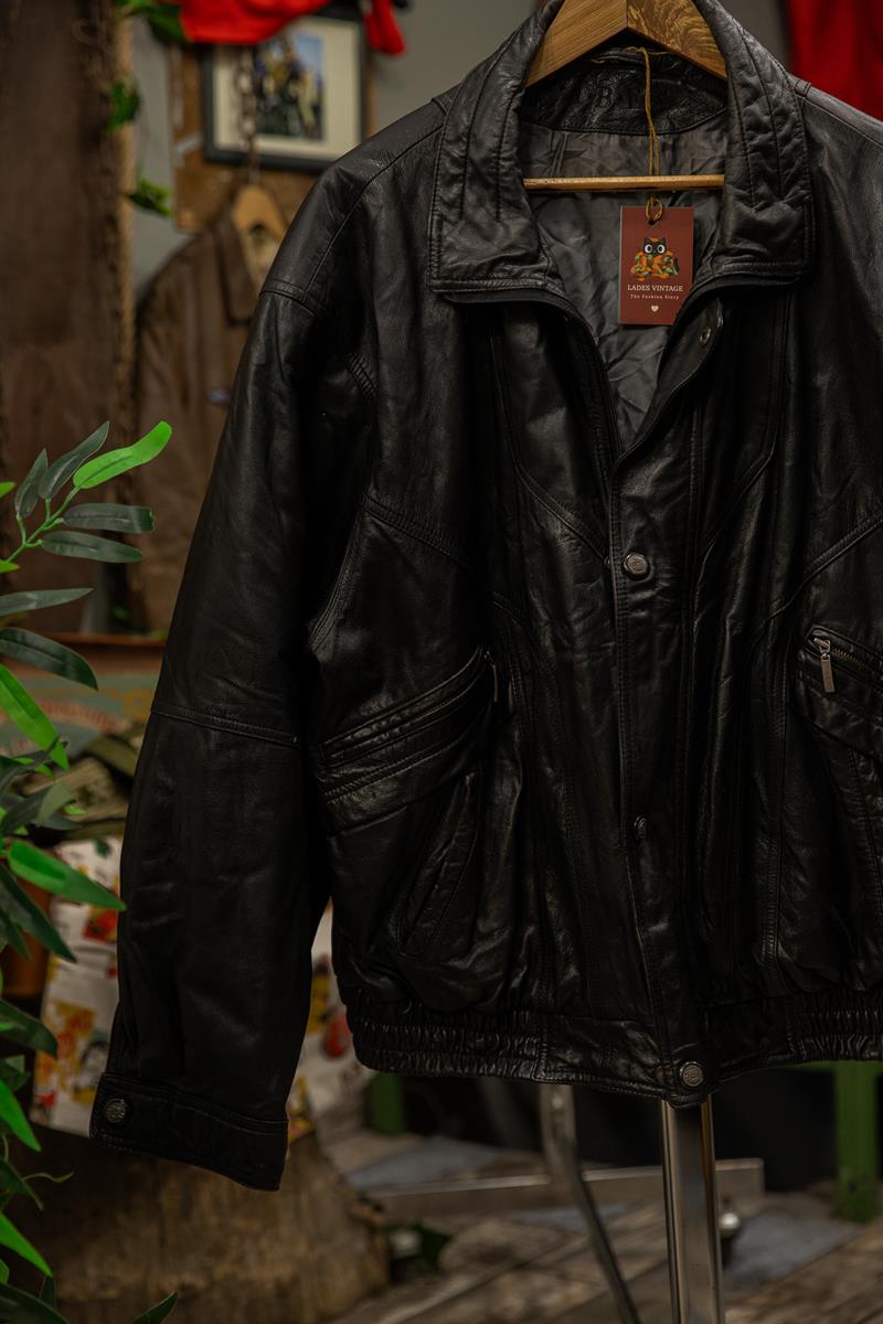 Black Bomber Model Unisex Deri Ceket