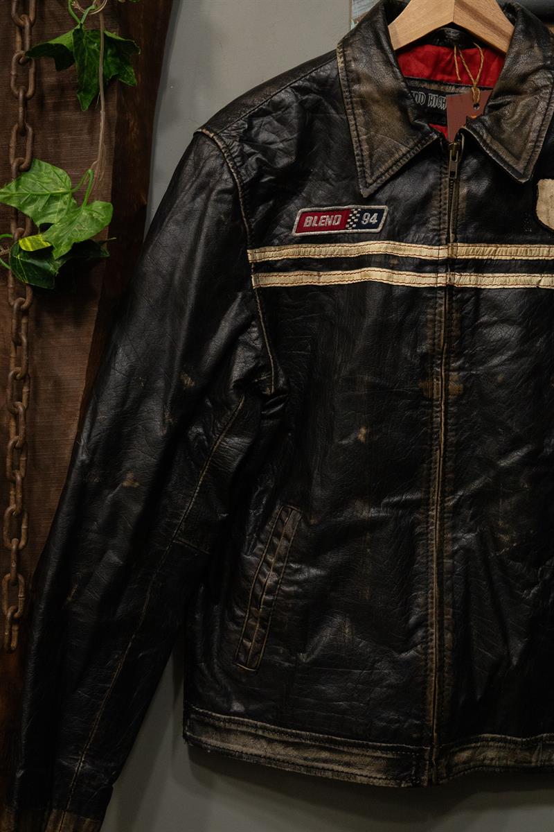 BLEND 94 Eskitme American Biker Deri Ceket