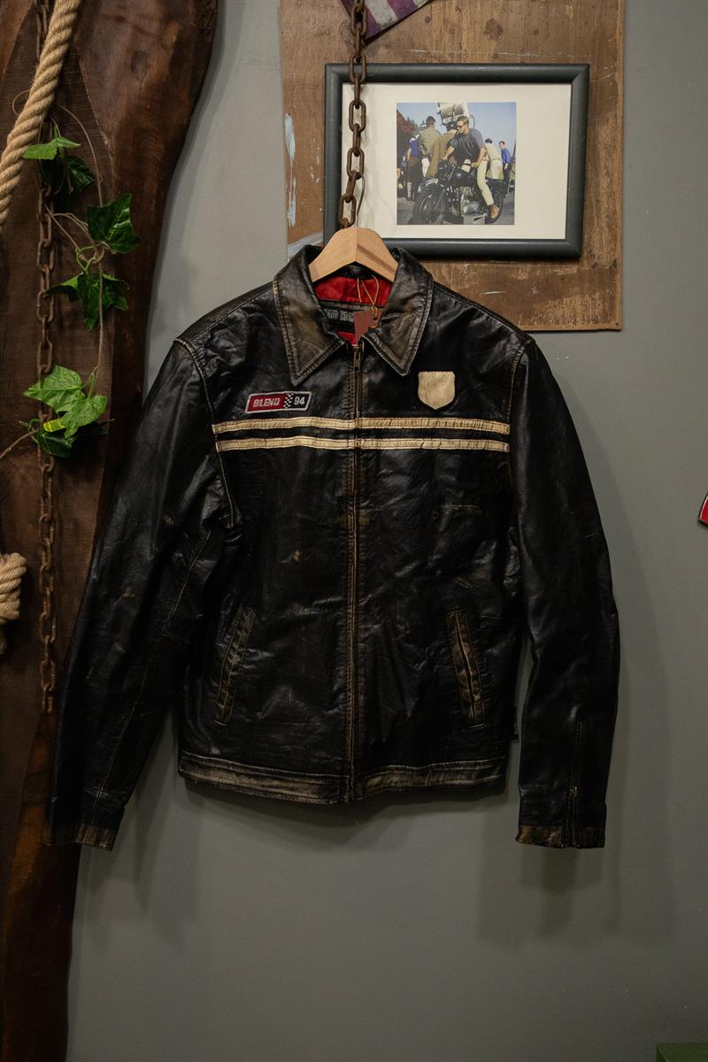 BLEND 94 Eskitme American Biker Deri Ceket