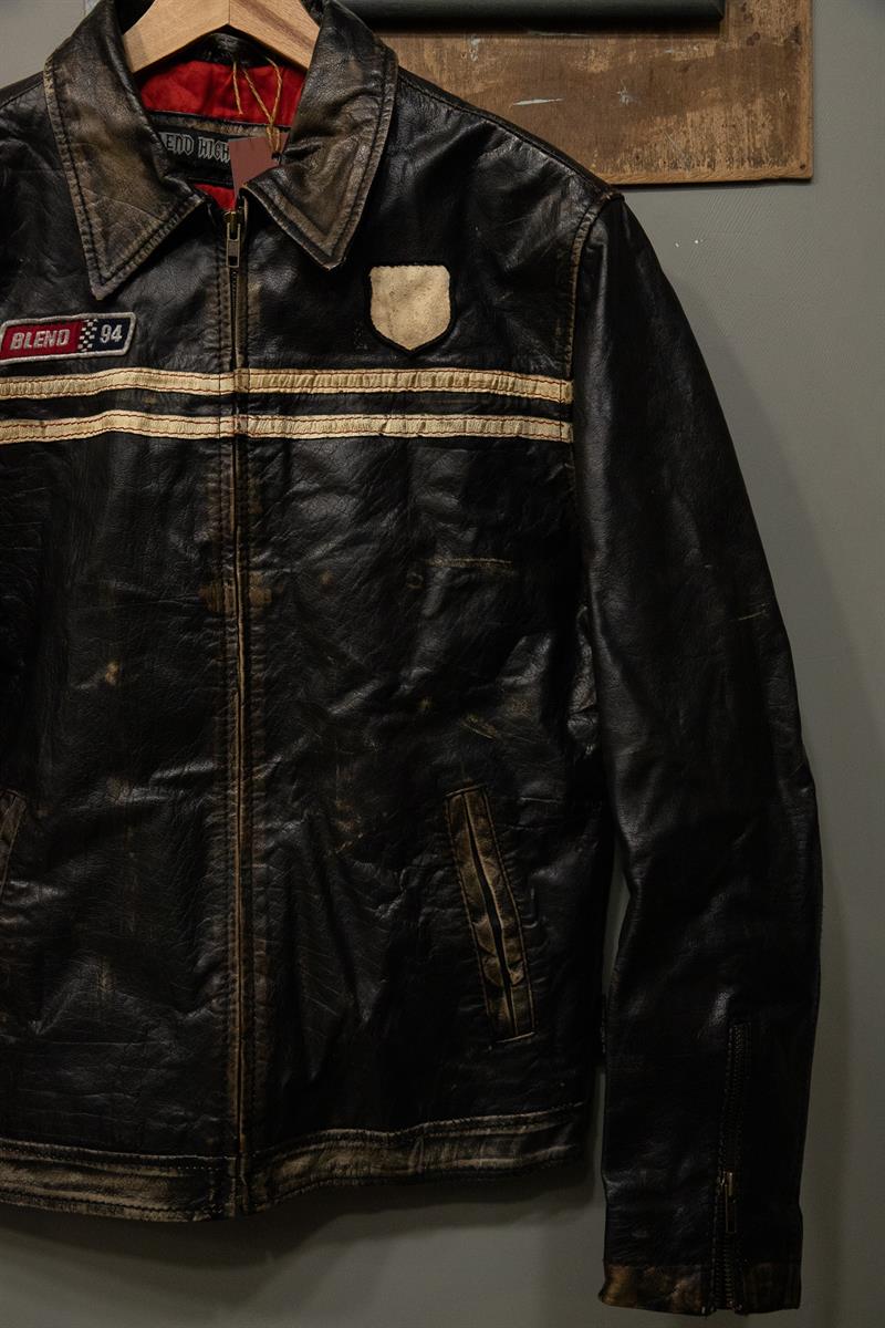BLEND 94 Eskitme American Biker Deri Ceket