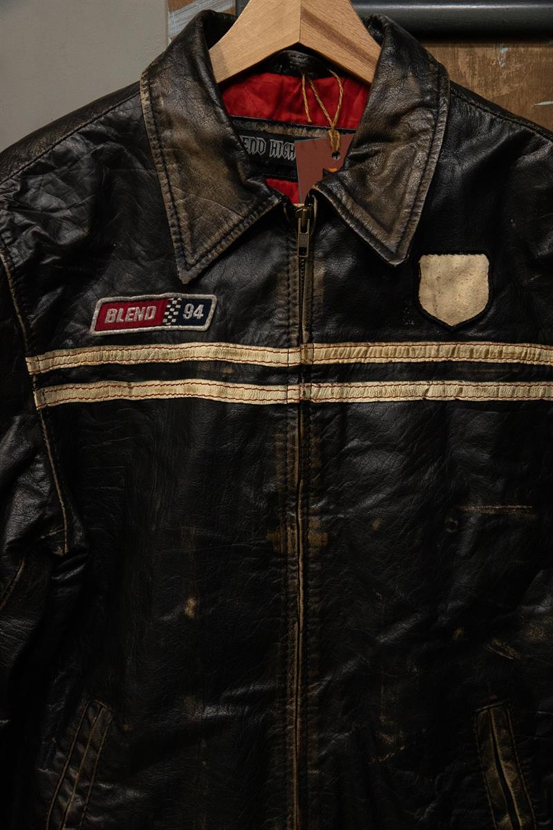 BLEND 94 Eskitme American Biker Deri Ceket