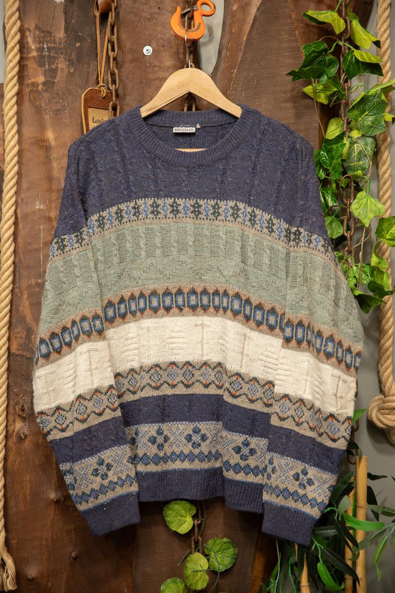 Blue Ethnic Nordic Oversize Kazak