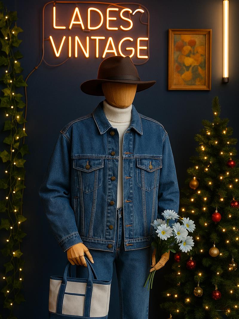 Blue Loose Fit Denim Ceket