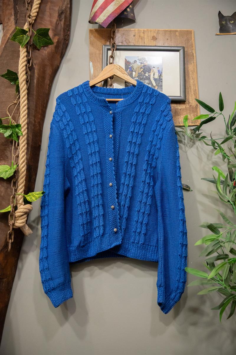 Blue Yarn Wool Hırka-Ceket
