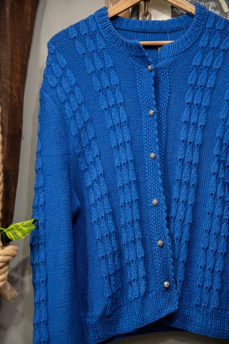 Blue Yarn Wool Hırka-Ceket