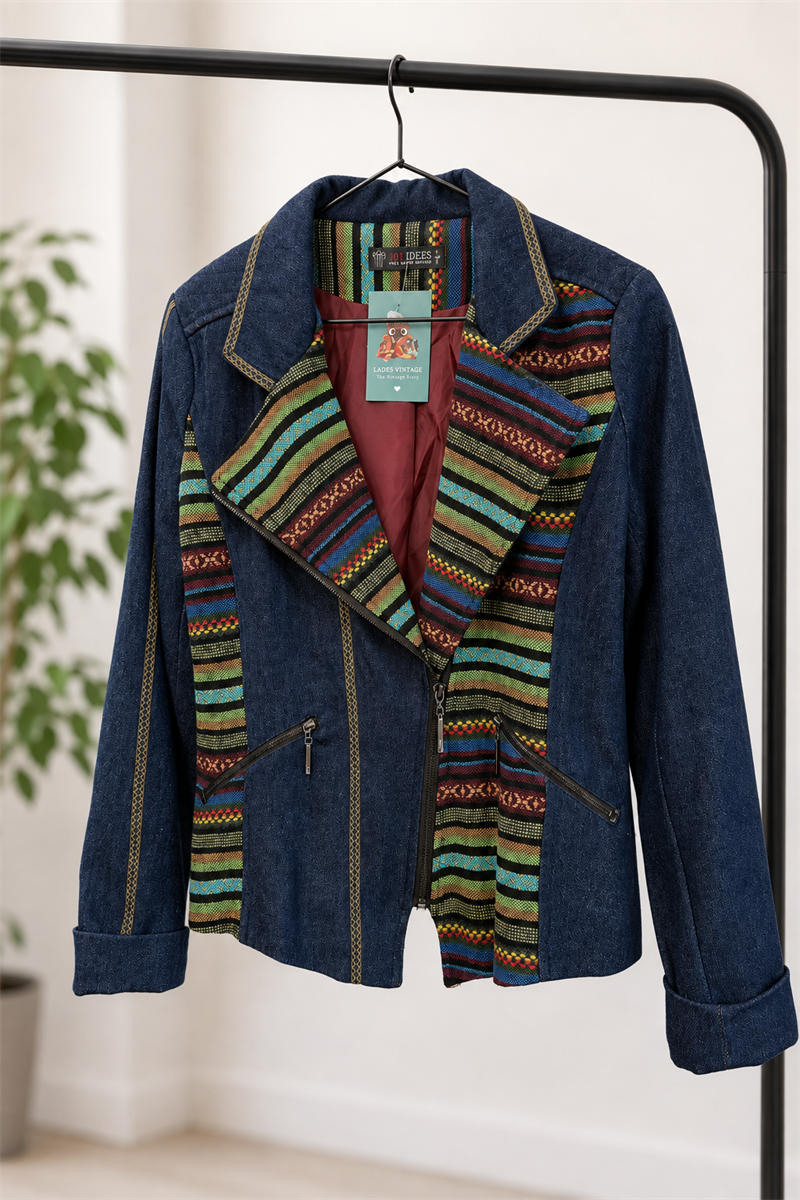 Bohemian Aztek Moto Denim Ceket