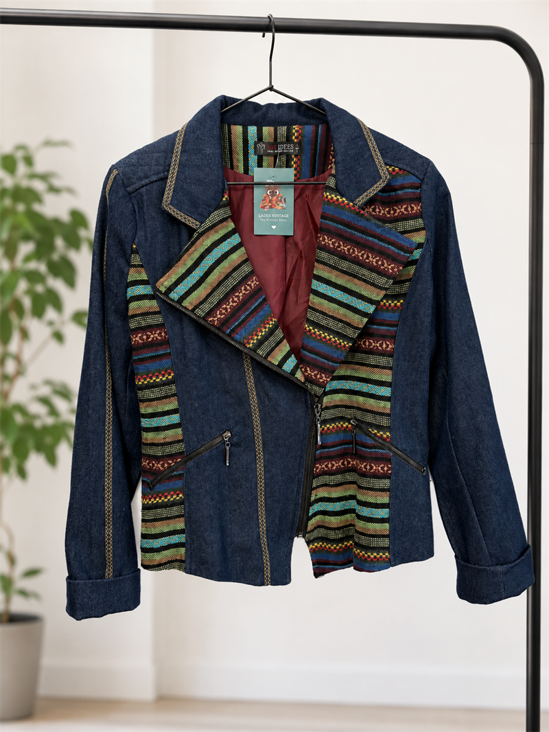 Bohemian Aztek Moto Denim Ceket