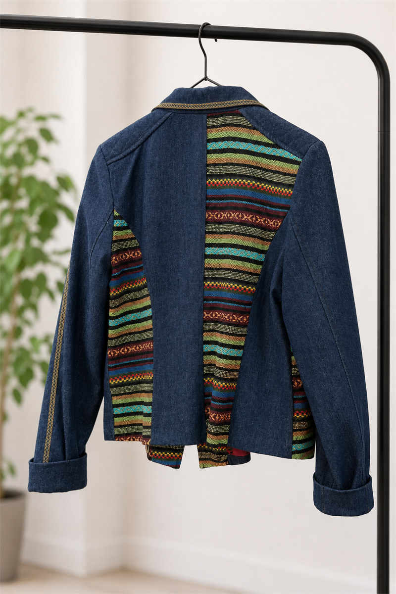 Bohemian Aztek Moto Denim Ceket
