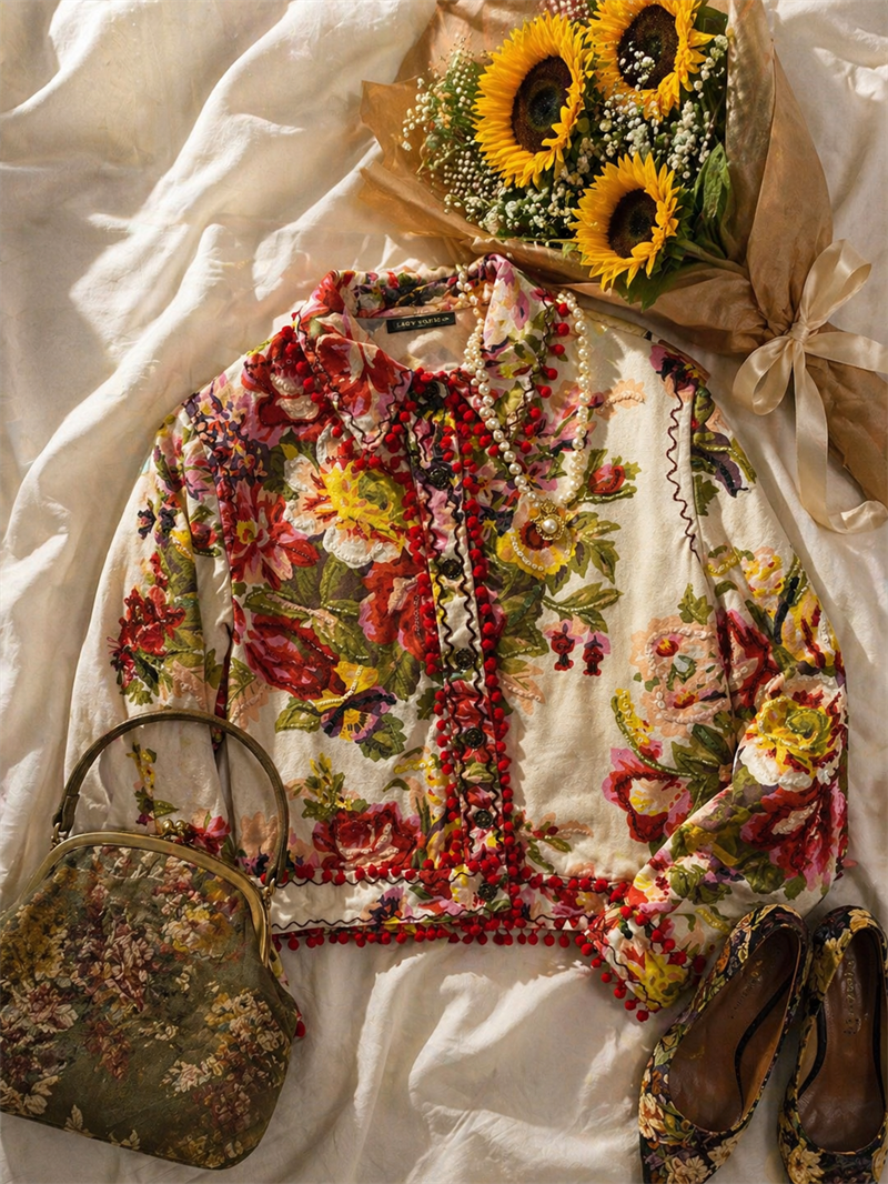 Bohemian Pom-Poms Botanik Ceket