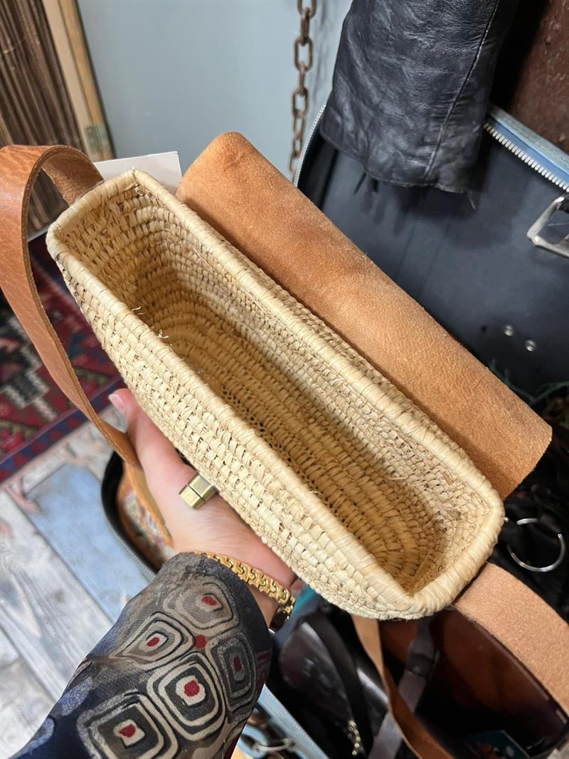 Boho Hasır Deri Çanta Vintage Summer Bag