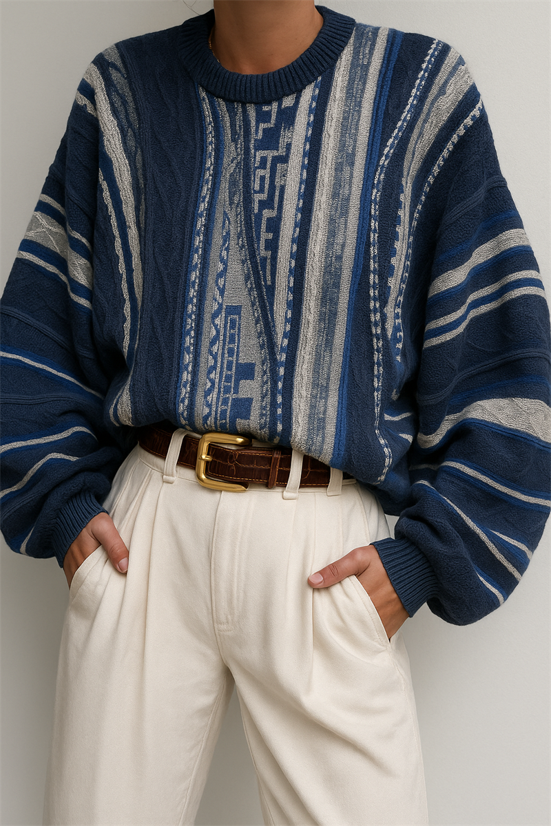 Bold Blue Waves 90s Kazak